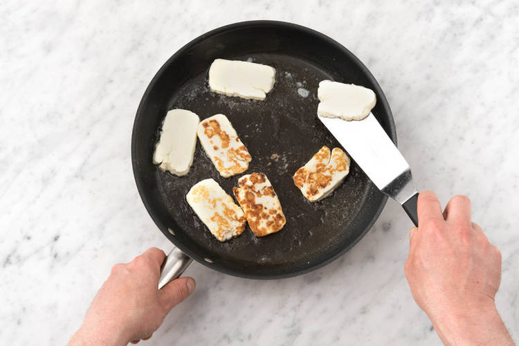 Cook the haloumi and salmon