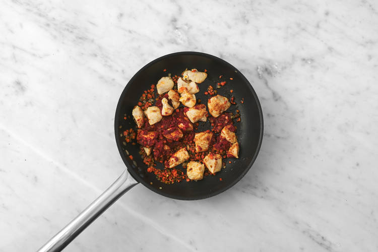 Cook the chicken & chorizo