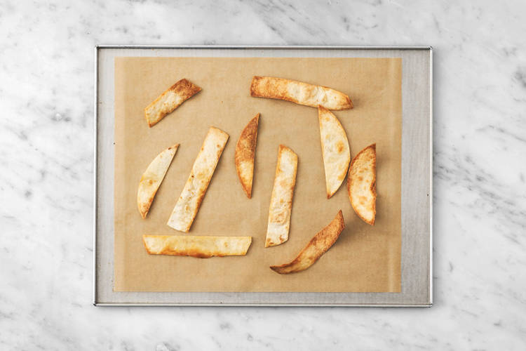 Bake the tortilla dippers