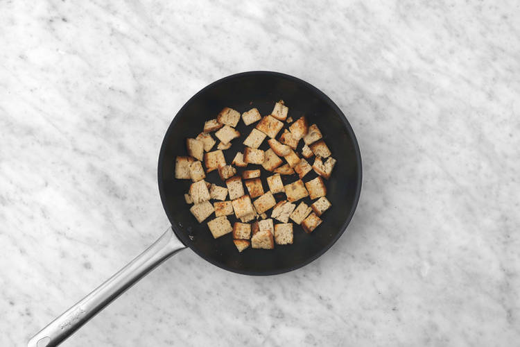 Cook the croutons & bacon