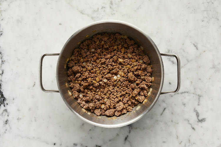 Cook beef and onions