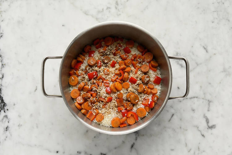 Start veggies and rice