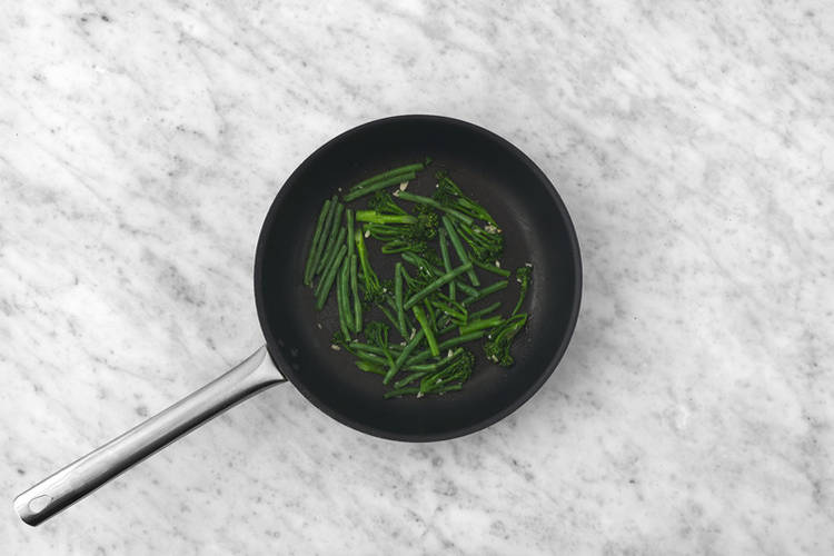 Cook the garlic greens