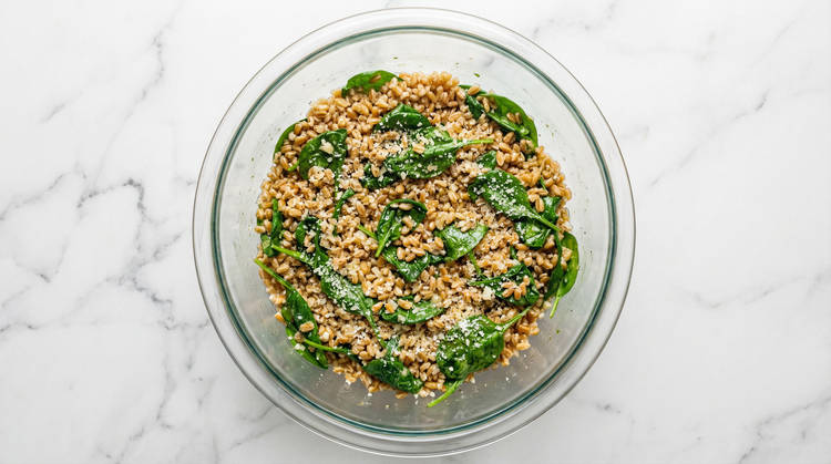 Cook Grains & Wilt Spinach
