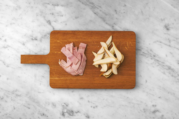 Birne & Schinken vorbereiten