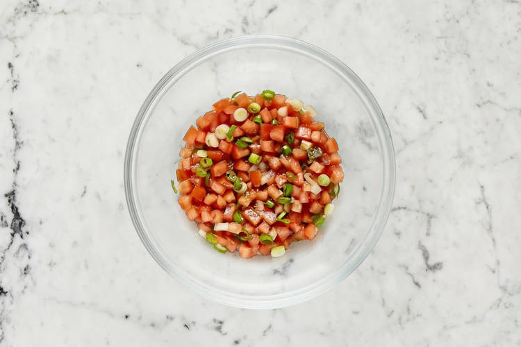 Make pico de gallo and avocado crema