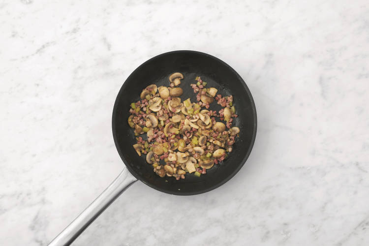 Cook the prawns & mushrooms