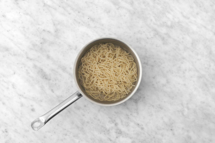 Cook the egg noodles