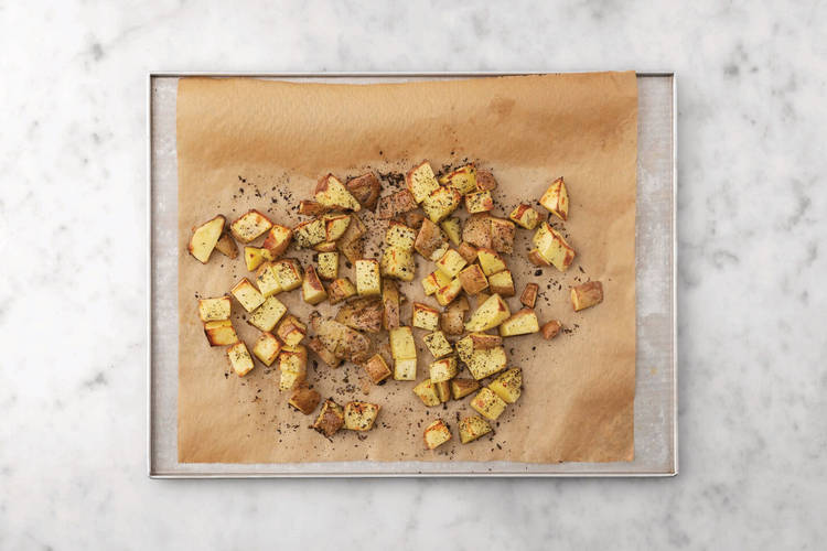 Roast the oregano potatoes