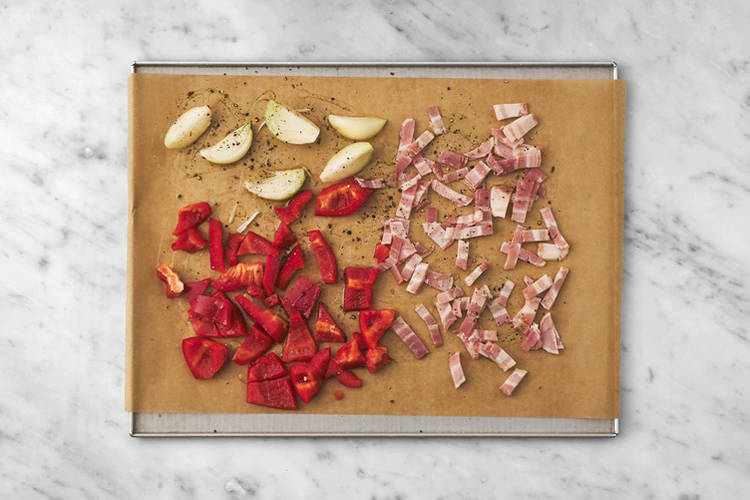 Roast the veggies & bacon