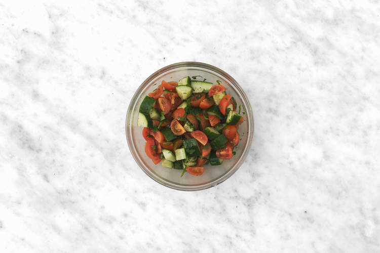 Make the cherry tomato salsa 