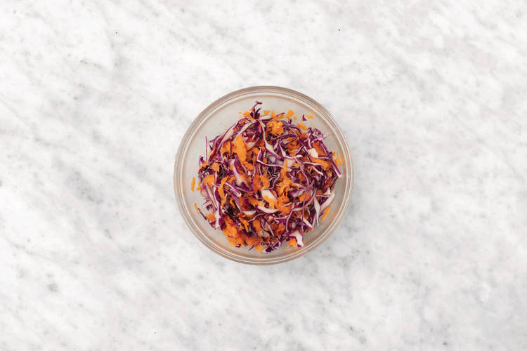 Toss the slaw & warm the tortillas