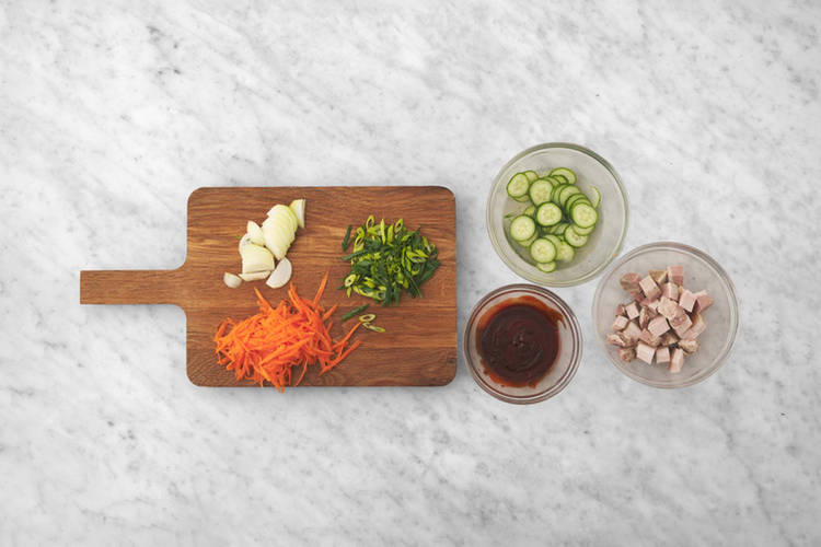 Pickle the cucumber & prep