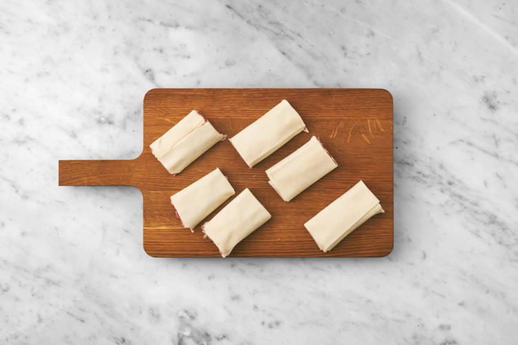 Assemble the sausage rolls