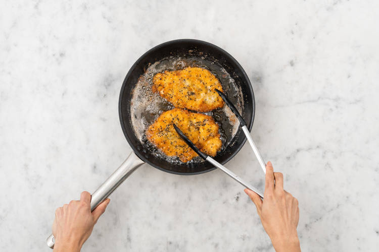 Cook the pork schnitzels