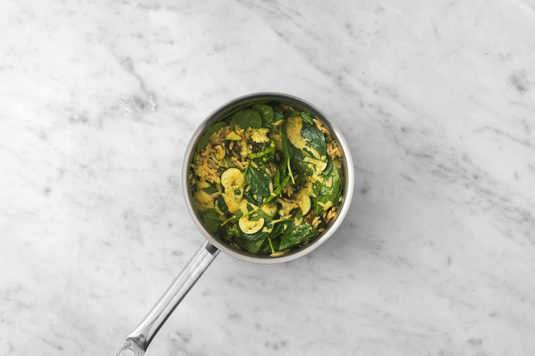 Toss the veggie risoni