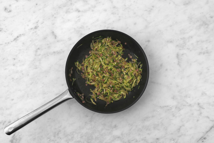 Cook the bacon & veggies 
