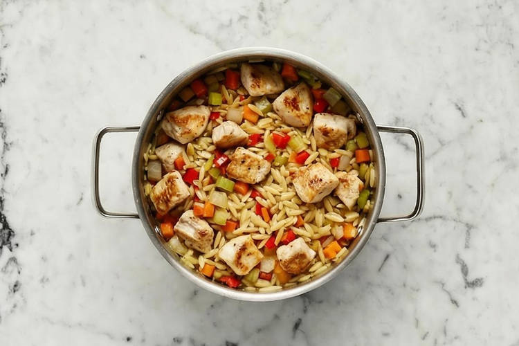 Start chicken and orzo