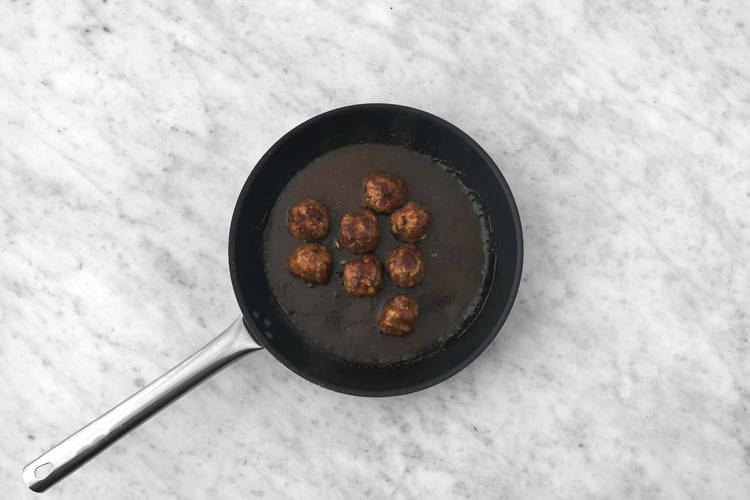 Finish Impossible® Burger Patties meatballs in sauce