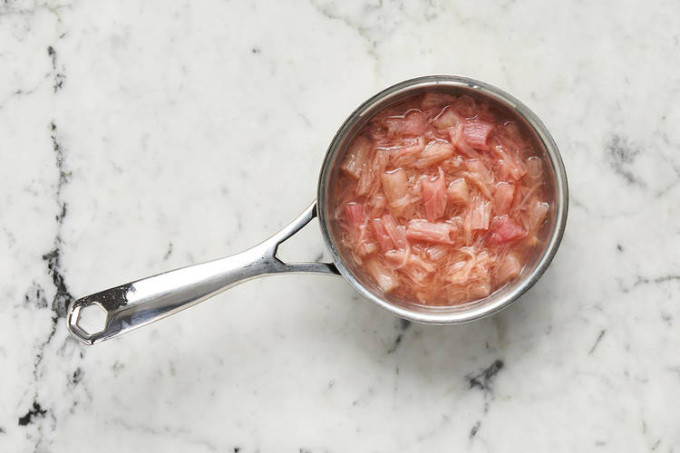 Make rhubarb compote and mix kale