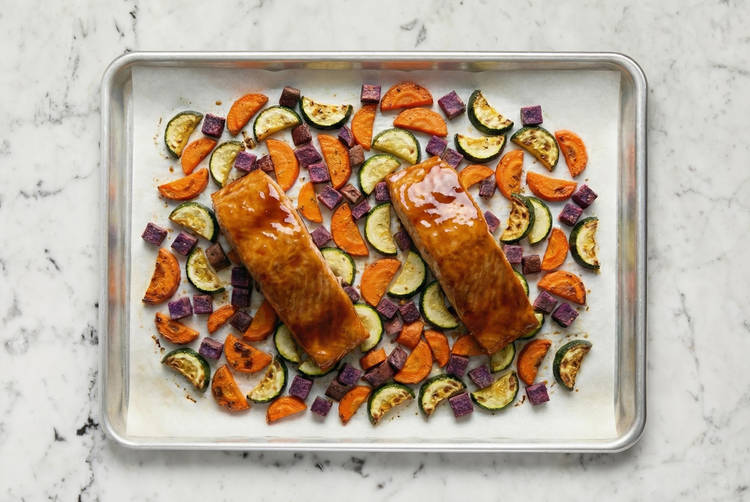 Finish roasting veggies and salmon