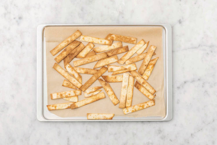 Toast the tortilla dippers