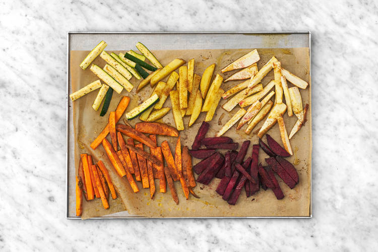 Bake the veggie chips
