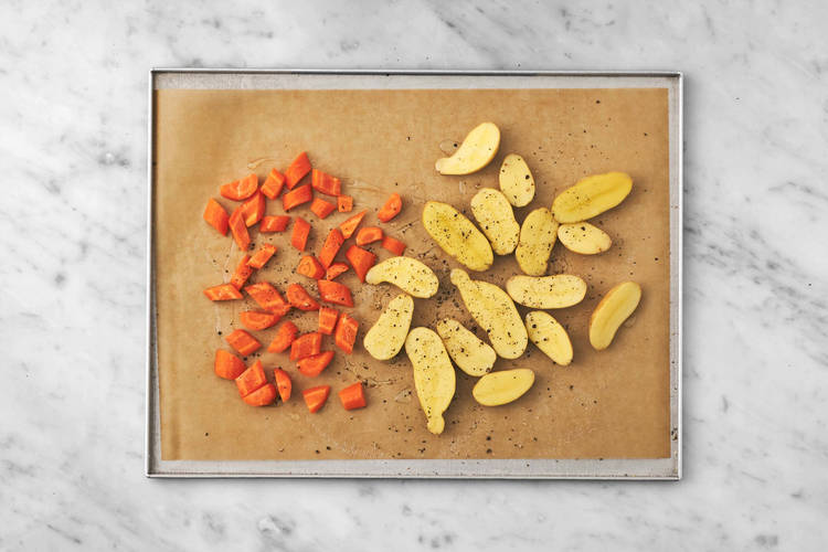 Ugnsrosta rotfrukter