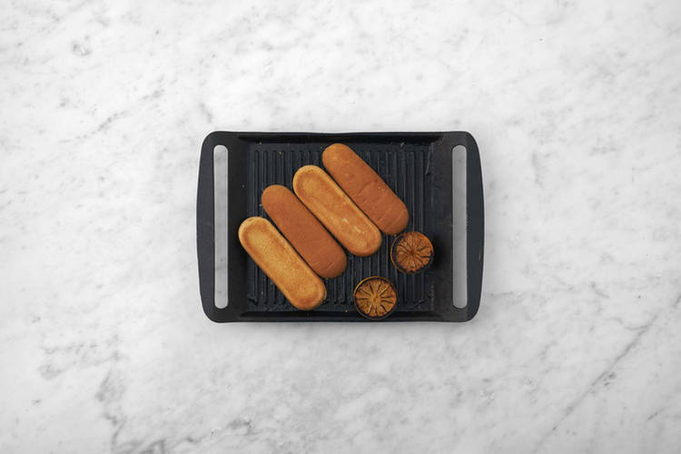 Grill the lemon & buns