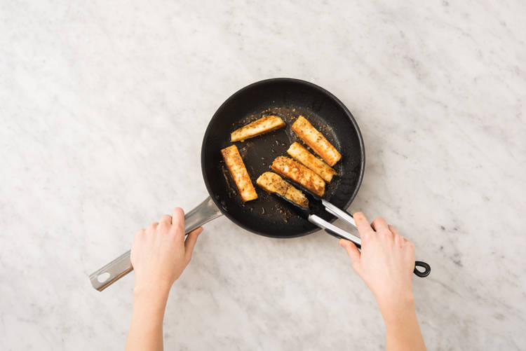 Cook the chicken & haloumi