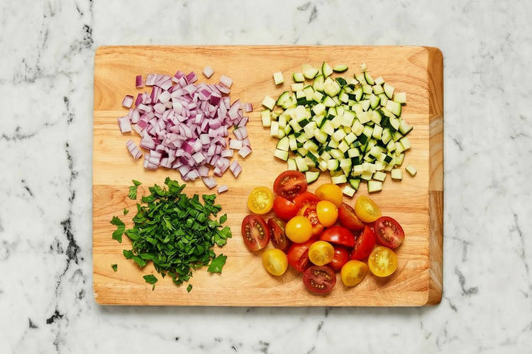 Prep and marinate tomatoes