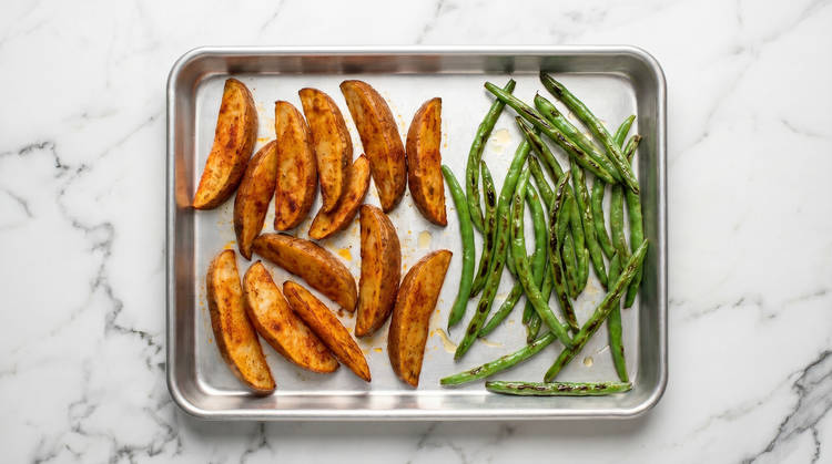 Roast Green Beans & Finish Potatoes