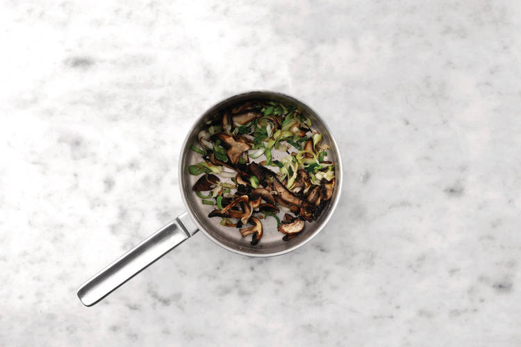 Cook the pork & mushrooms