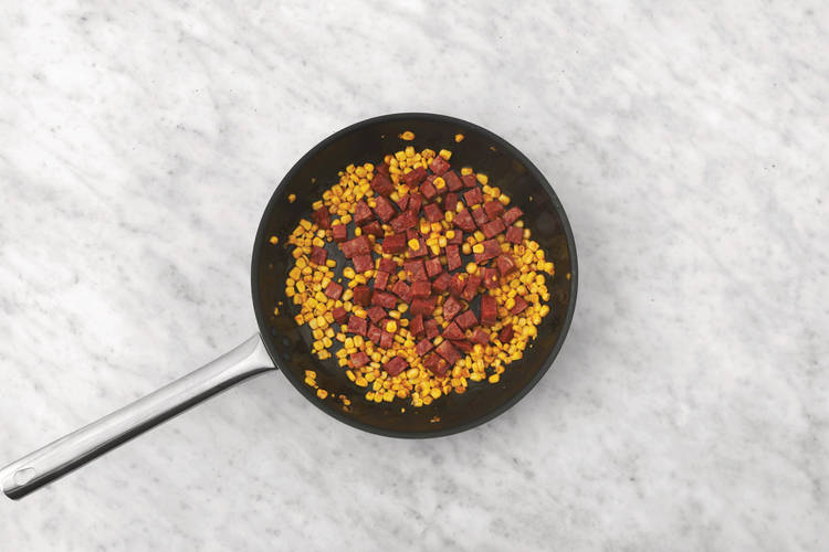 Cook the chorizo & sweetcorn