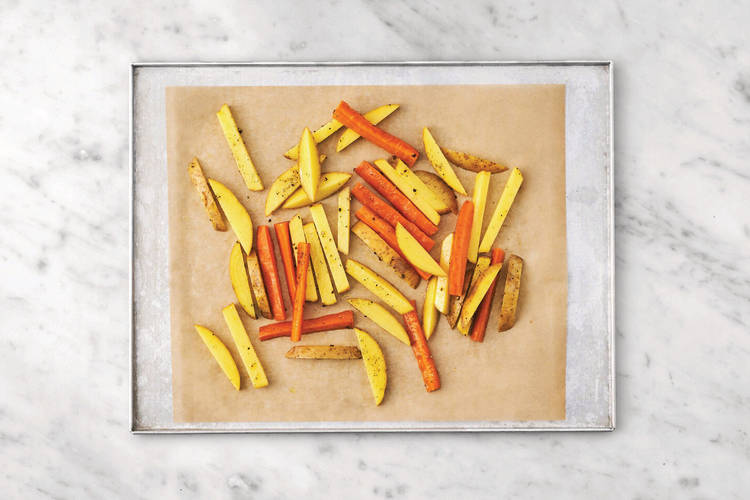 Bake the veggie fries