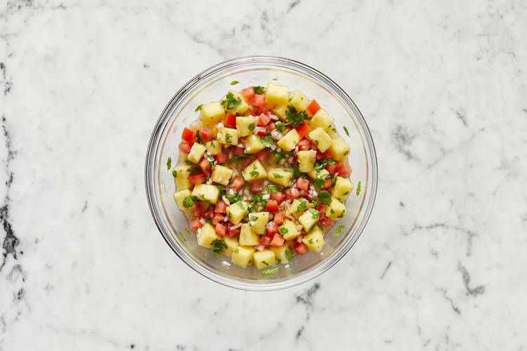 Make pineapple salsa and herb mayo