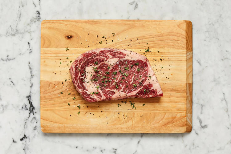 Finish veggies and prep steak