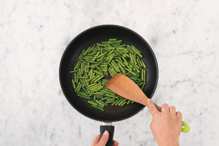 Blister the green beans