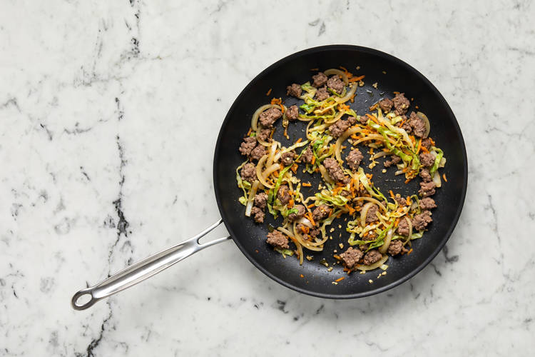 Cook veggies and beef