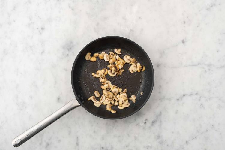 Prep and cook sausage and mushrooms