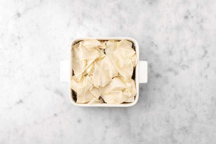 Bake the filo pie