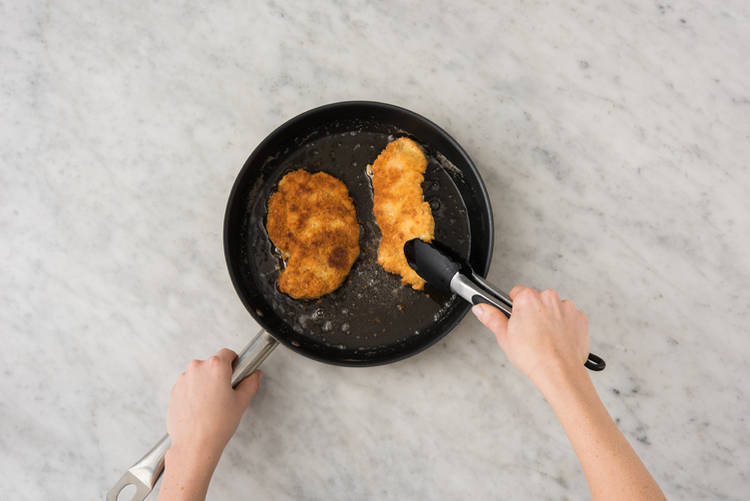 Cook the crumbed chicken
