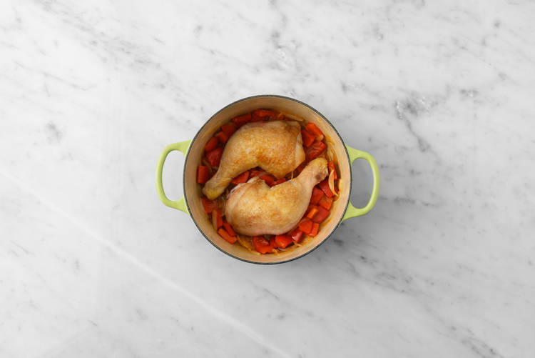 Le poulet sur le feu