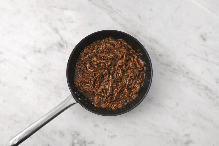 Finish the beef topping