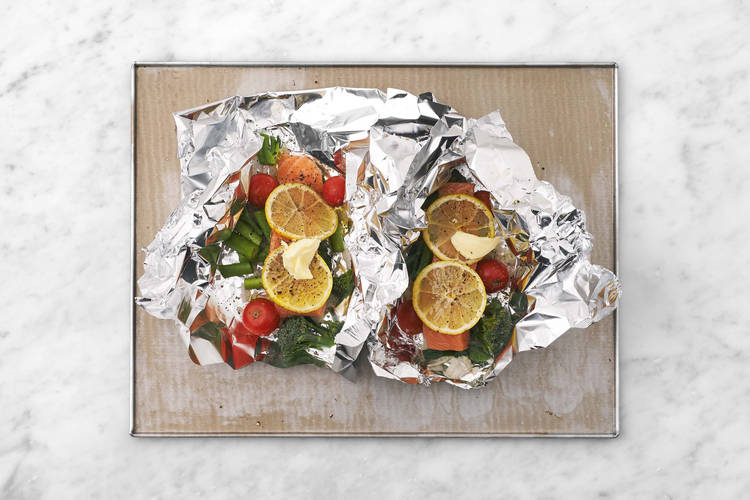 Prep salmon and make packets