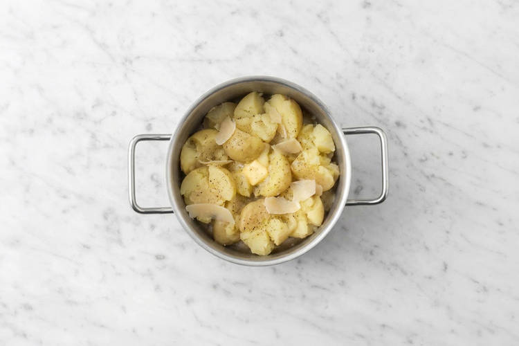 Cook the potato & the greens