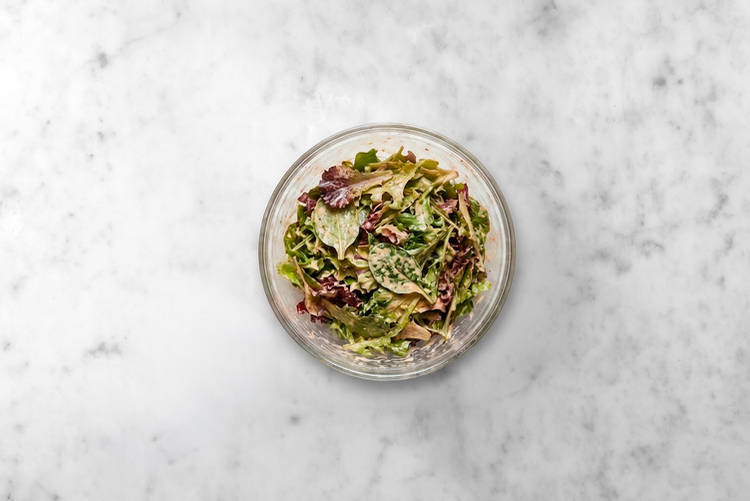 Heat the buns & prep the salad