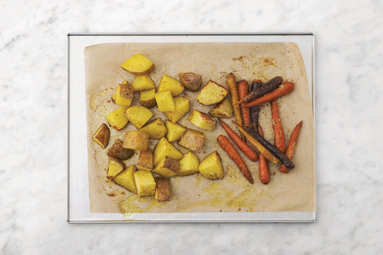 Roast the potato & baby carrots