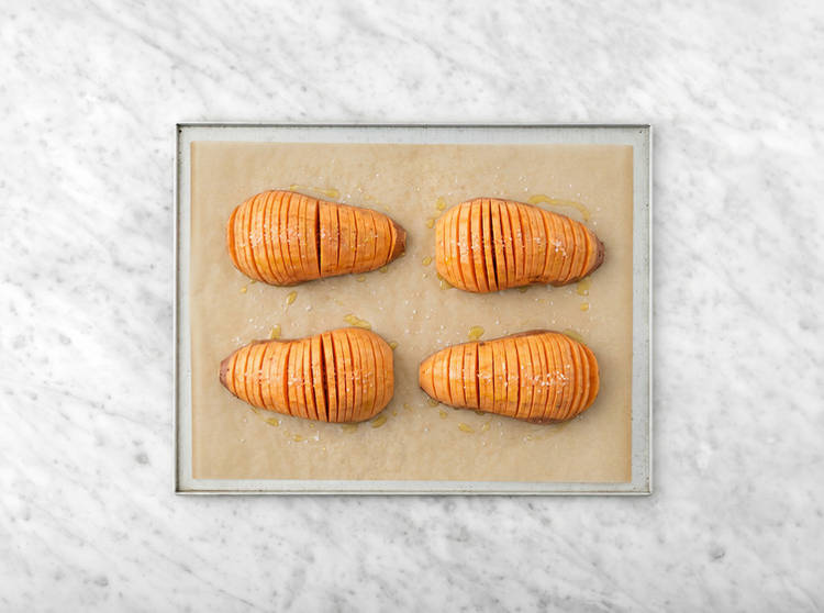 Bake the hasselback kūmara