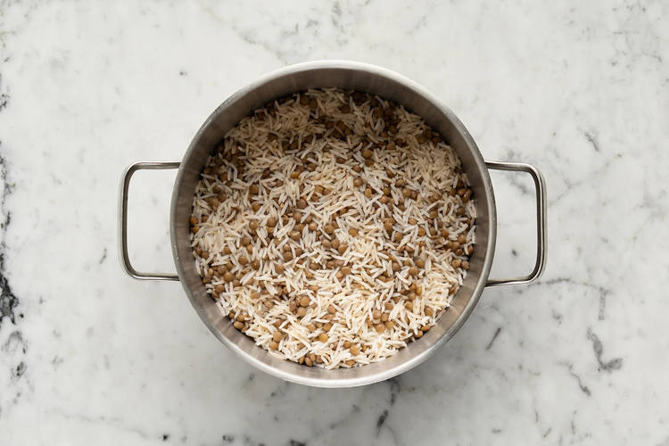 Cook lentil-rice pilaf